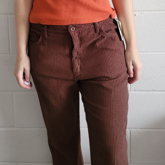 NWT French Dressing Brown High Waisted Striped Cords Flare - Picture 4 of 7